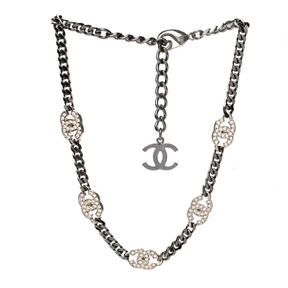 Chanel Ruthenium Crystal Chain CC Choker Silver 3 of 5