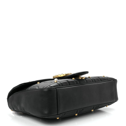 Gucci Calfskin Matelasse Studded Medium Pearly GG Marmont Shoulder Bag Black 4 of 12