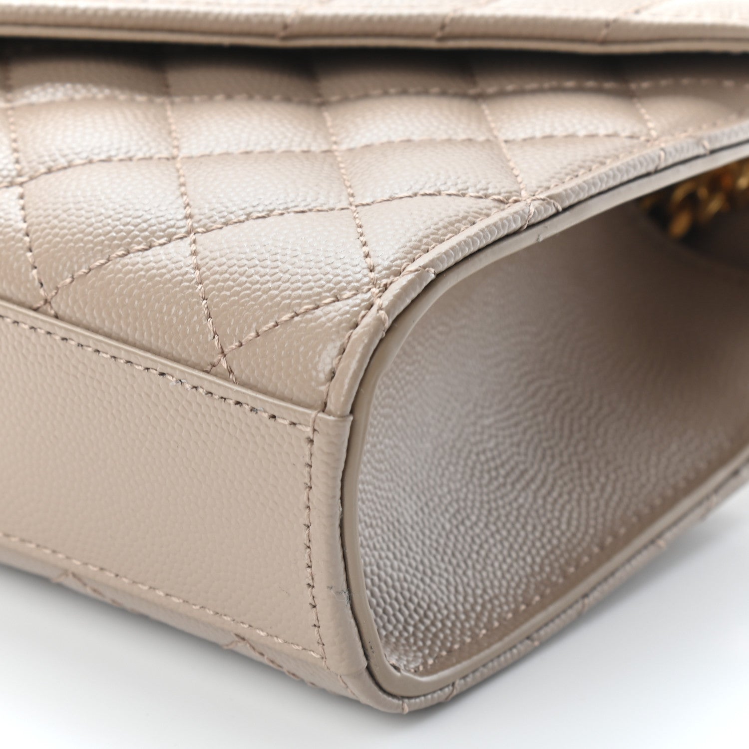 Saint Laurent Grain De Poudre Textured Mixed Matelasse Triquilt Small Monogram Satchel Dark Beige 8 of 8