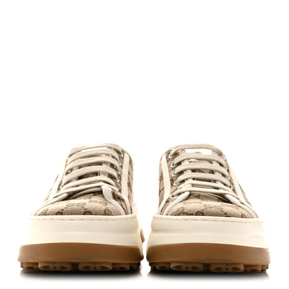 Gucci GG Monogram Womens 1977 Tennis Platform 52mm Sneakers 39 Beige Ebony Mystic White 3 of 10