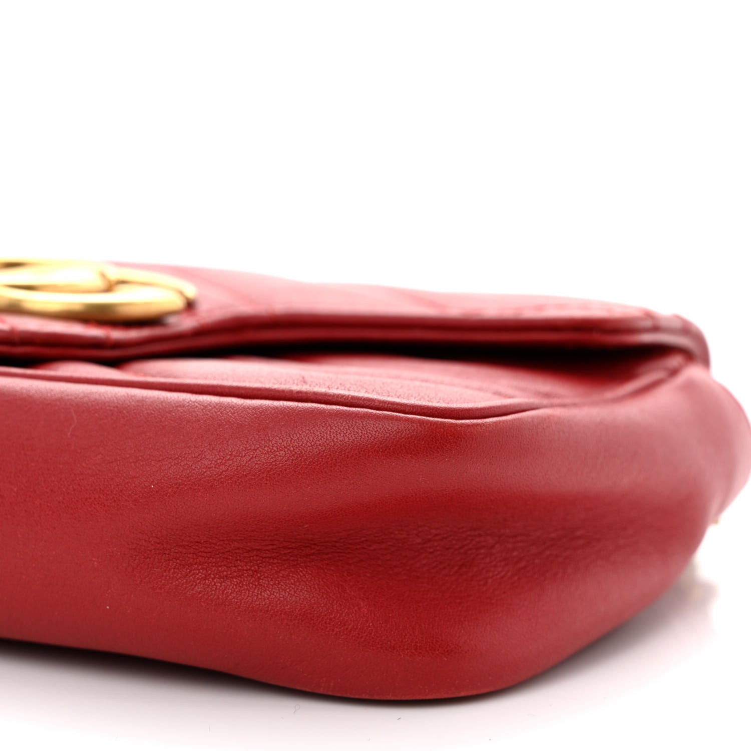 Gucci Calfskin Matelasse Super Mini GG Marmont Shoulder Bag Hibiscus Red 10 of 11