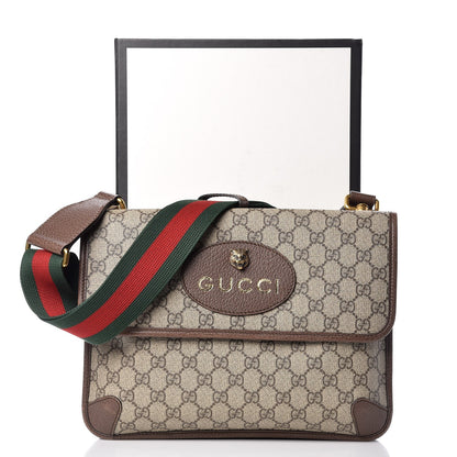 Gucci GG Supreme Monogram Web Neo Vintage Double Flap Messenger Bag Beige New Acero 15 of 15