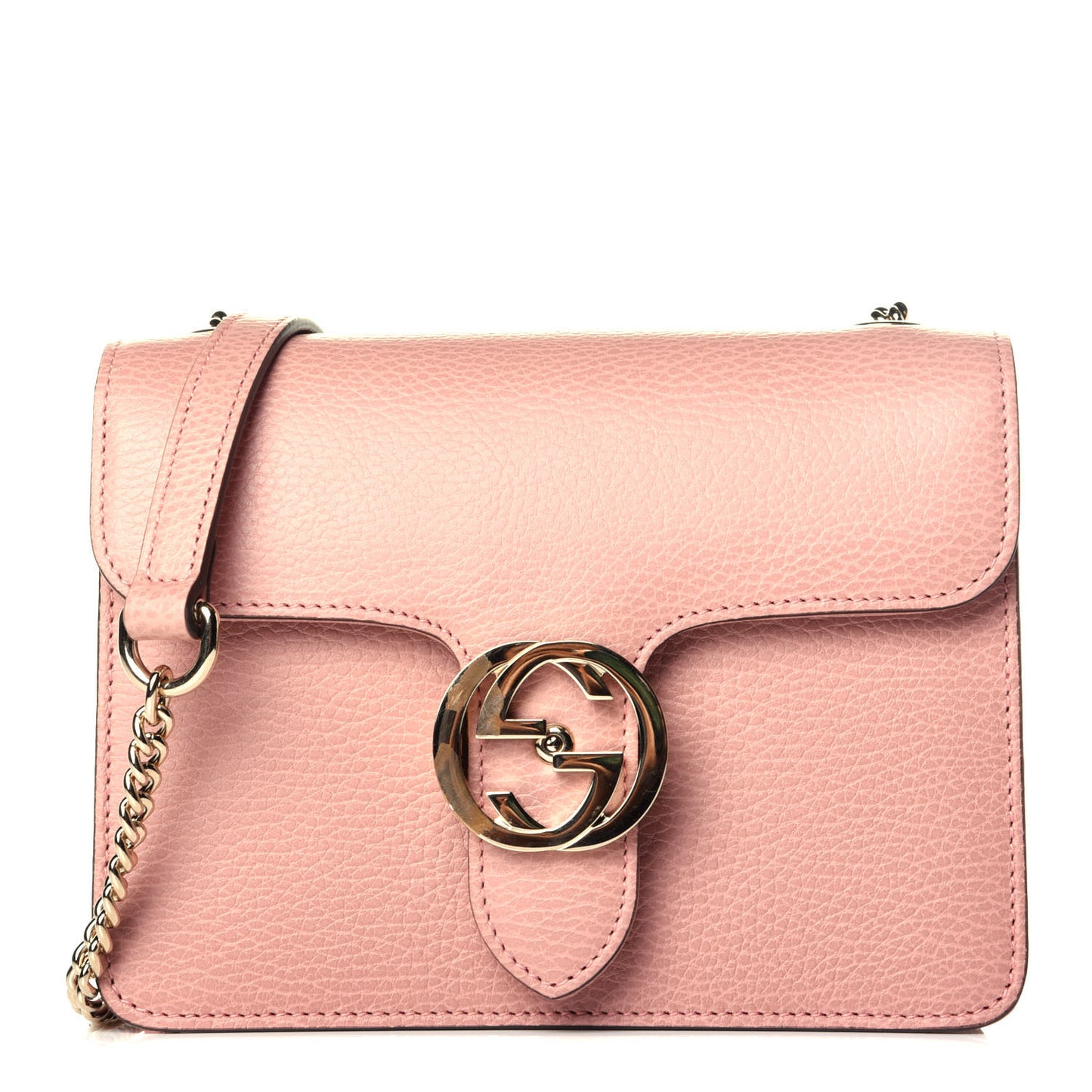 Dollar Calfskin Small Interlocking G Shoulder Bag Soft Pink