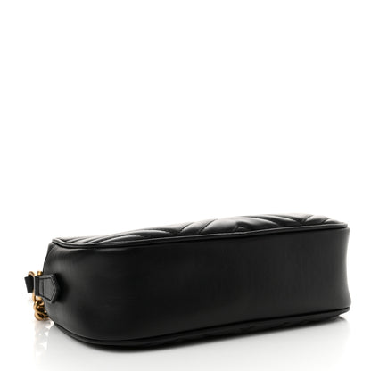 Gucci Calfskin Matelasse Small GG Marmont Chain Shoulder Bag Black 4 of 13