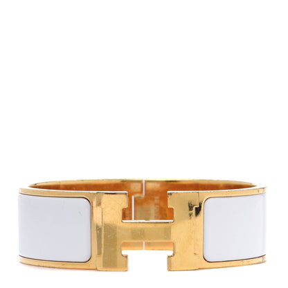 Hermes Enamel Wide Clic Clac H Bracelet PM White 1 of 10