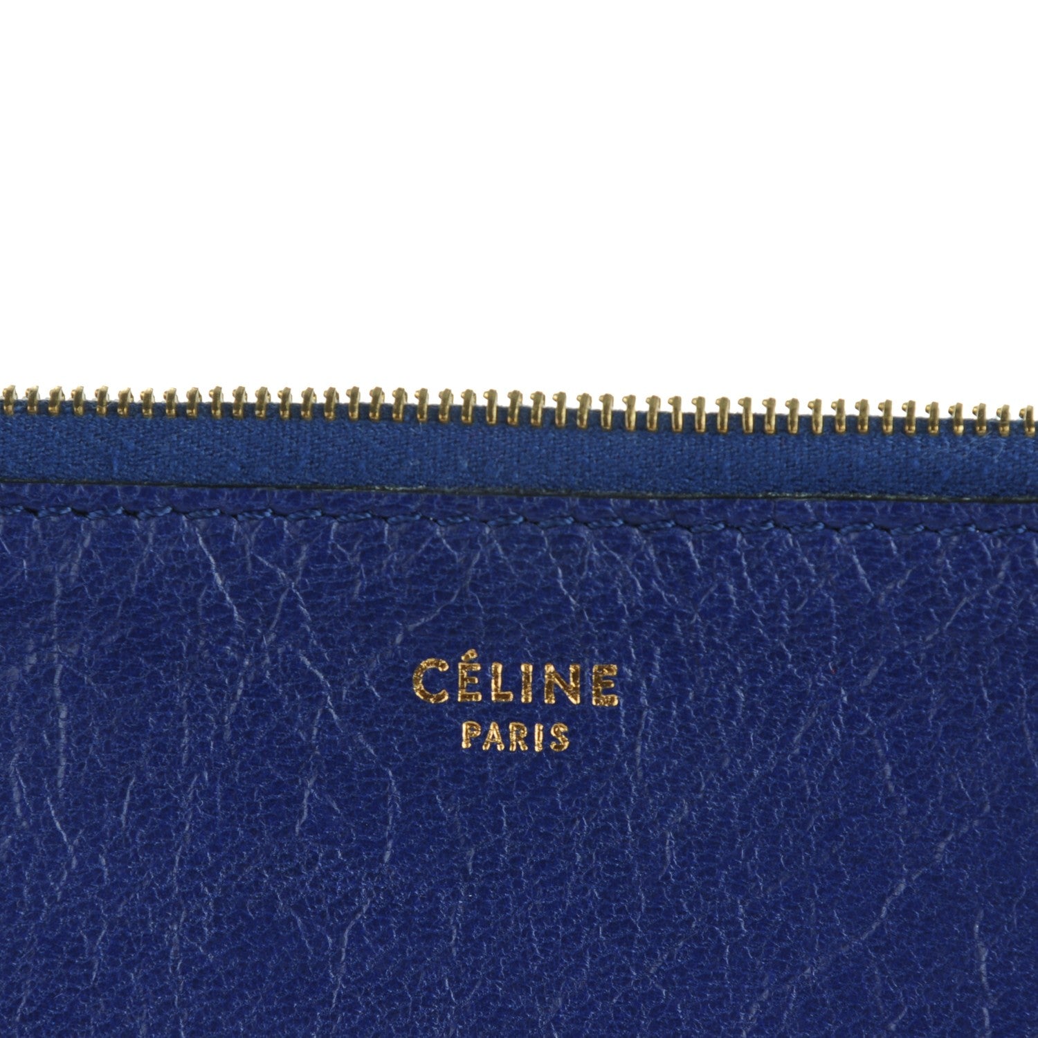Celine Lambskin Bi-Color Solo Clutch Pouch Royal Blue Burgundy Brown 8 of 9