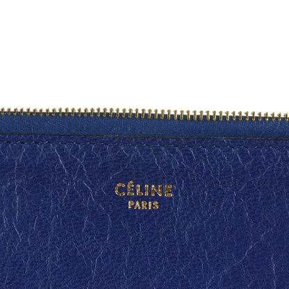 Celine Lambskin Bi-Color Solo Clutch Pouch Royal Blue Burgundy Brown 8 of 9