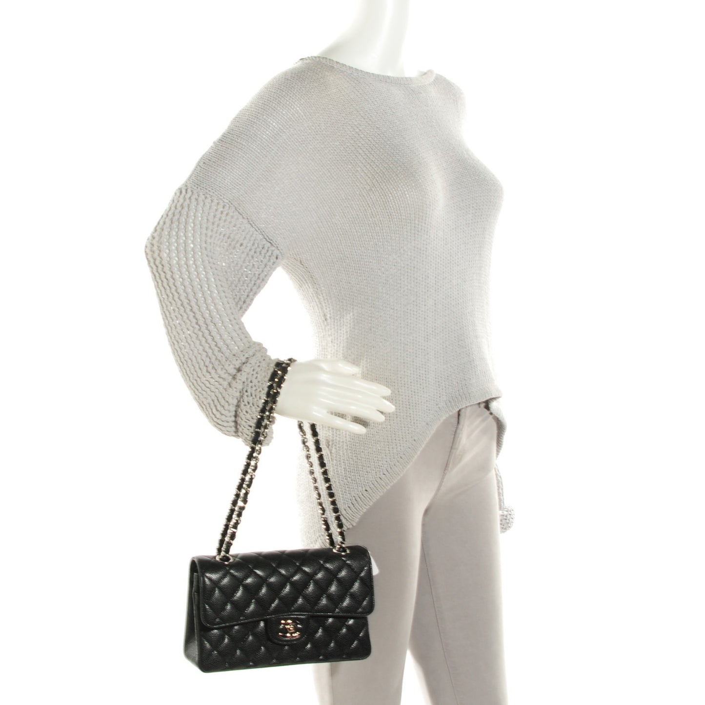Caviar Quilted Small Double Flap Black