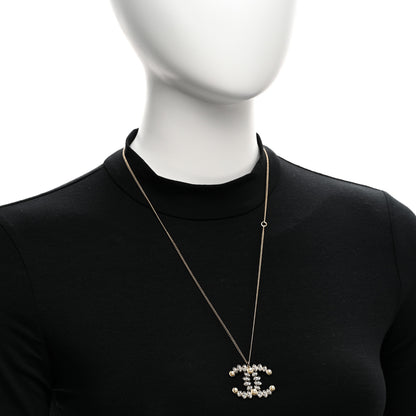 Chanel Pearl Crystal CC Pendant Necklace Gold Gold 2 of 5