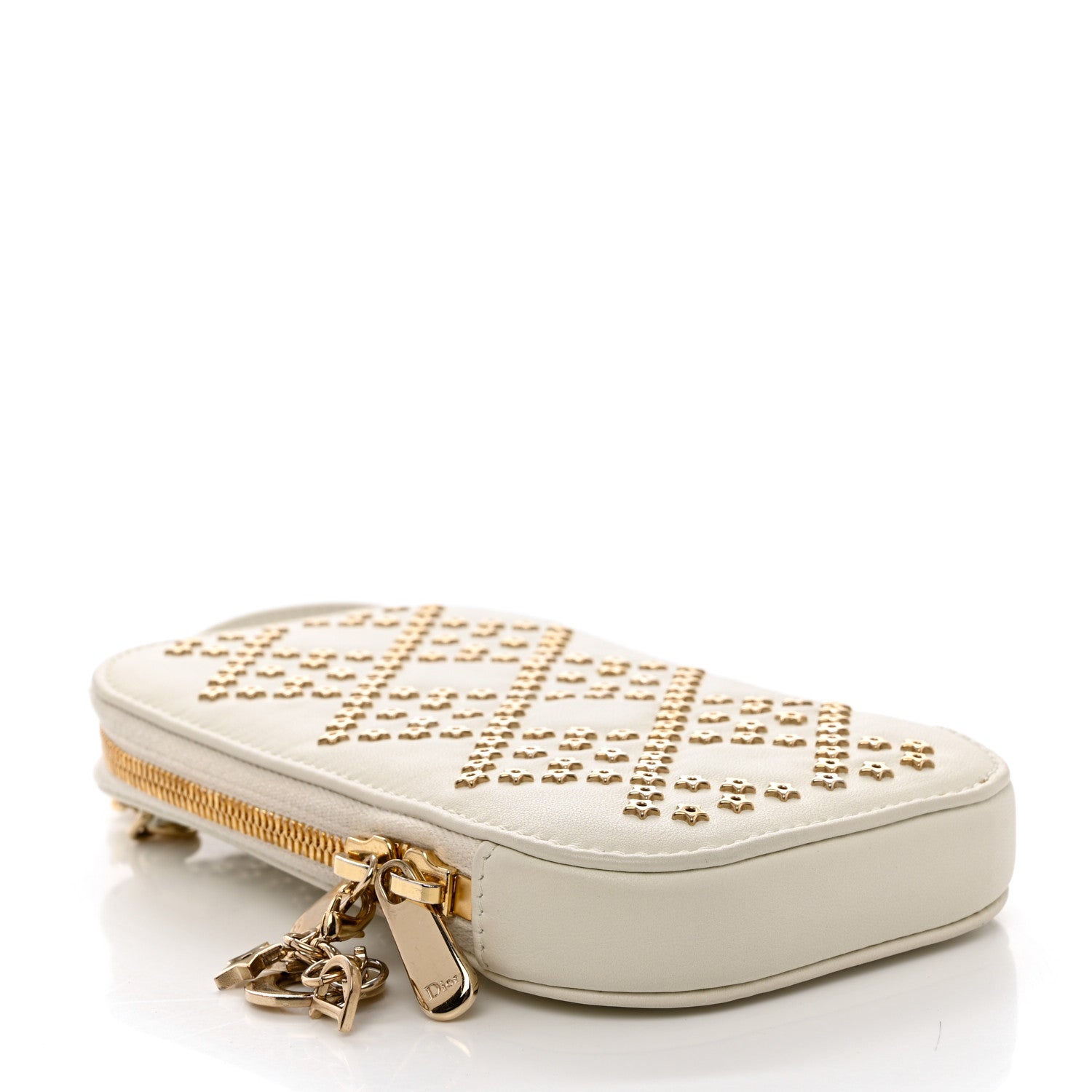 Christian Dior Lambskin Star Studded Lady Dior Phone Holder White 3 of 7
