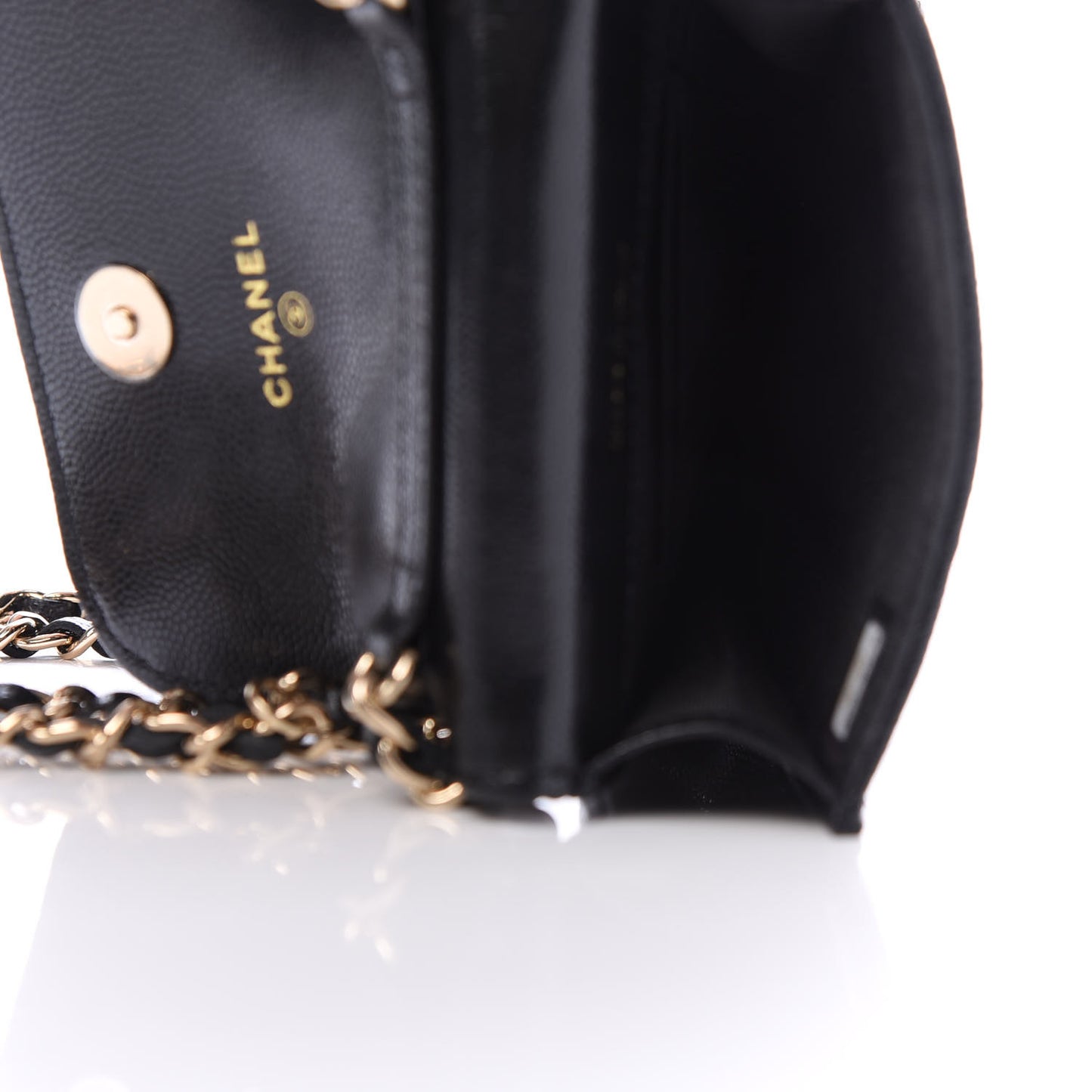 Caviar Quilted Crystal CC Airpods Pro and Phone Case With Chain Black