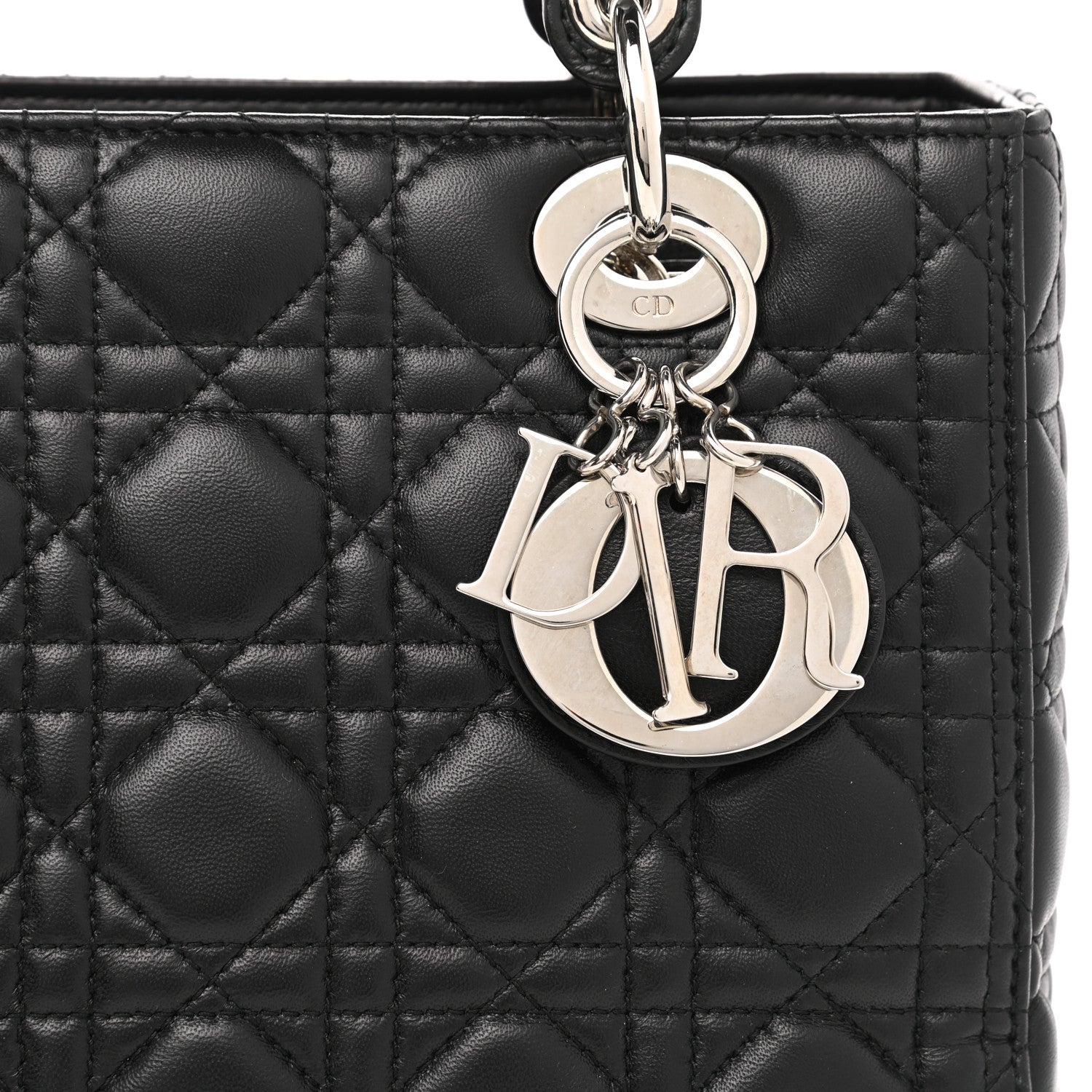 Christian Dior Lambskin Cannage Medium Lady Dior Black 7 of 14