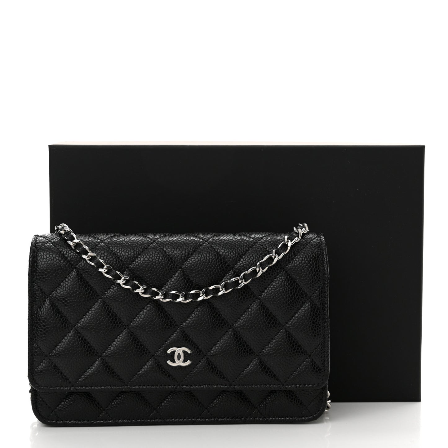 Caviar Quilted Wallet on Chain WOC Black