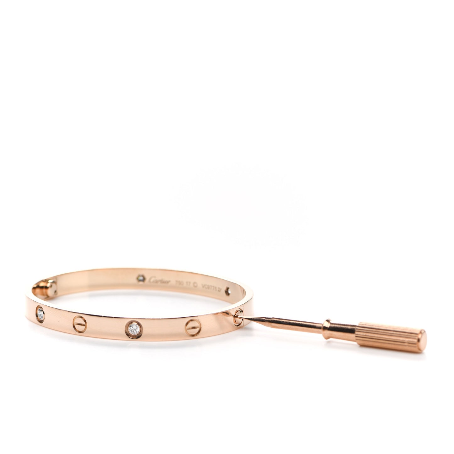 18K Pink Gold 4 Diamond LOVE Bracelet 17