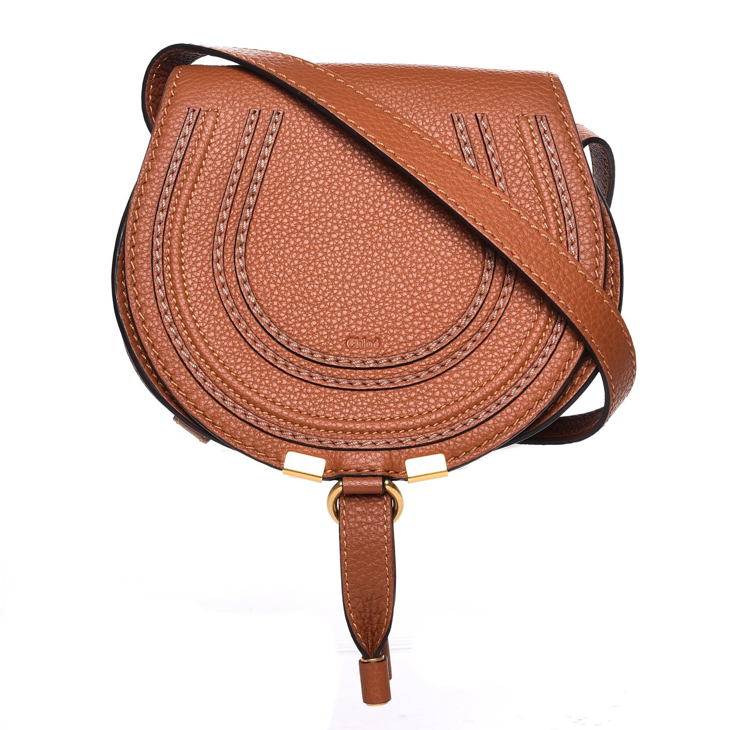 Calfskin Mini Marcie Round Crossbody Bag Tan