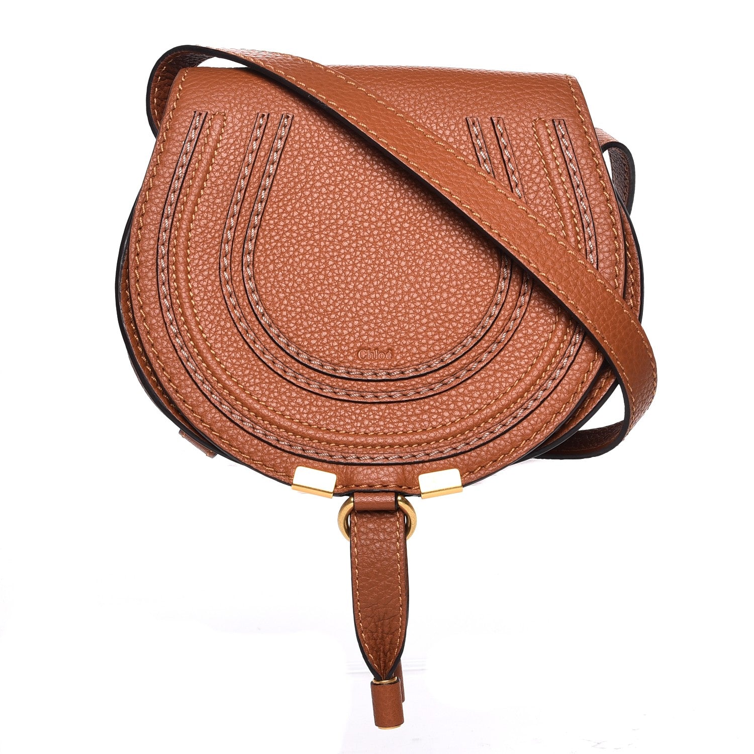 Chloe Calfskin Mini Marcie Round Crossbody Bag Tan 1 of 8