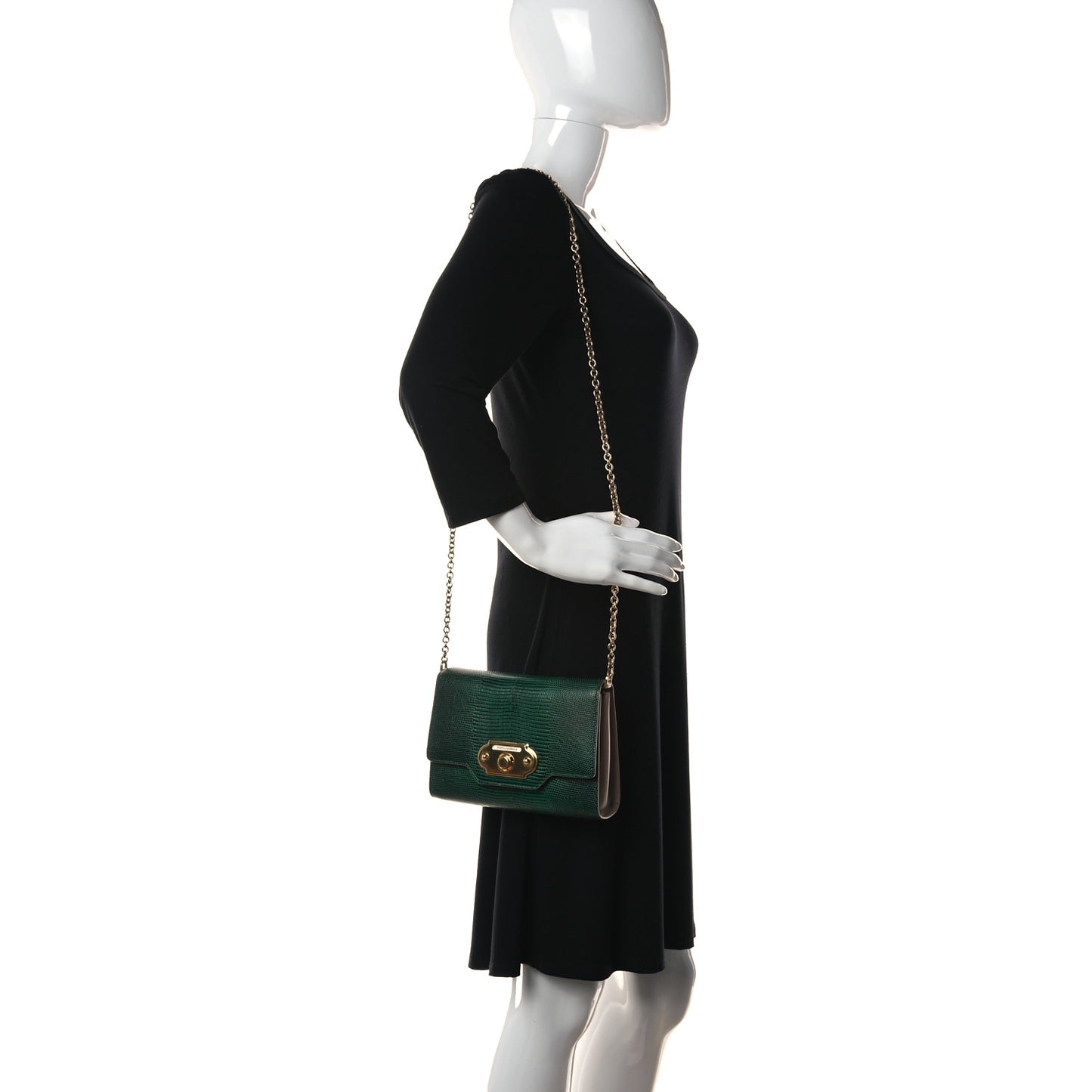 Iguana Calfskin Embossed Mini Welcome Crossbody Bag Green