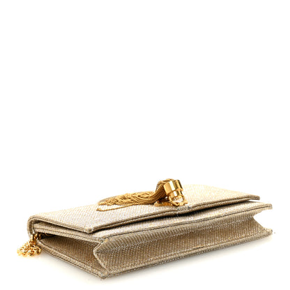 Saint Laurent Metallic Canvas Woven Small Classic Monogram Kate Tassel Chain Wallet Gold 4 of 14