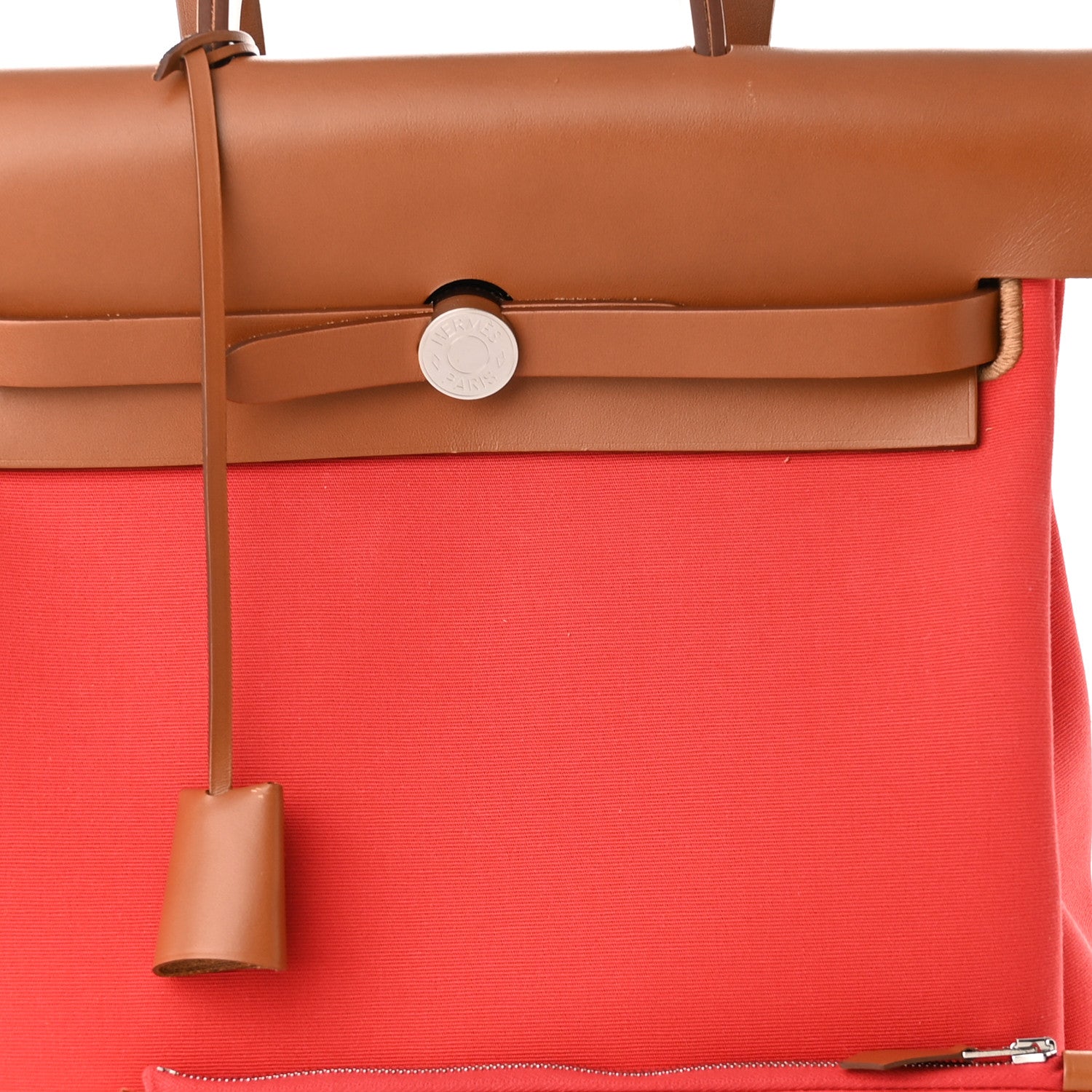 Hermes Military Toile Vache Hunter Herbag a Dos Zip Retourne Backpack Bougainvillea Fauve 10 of 12