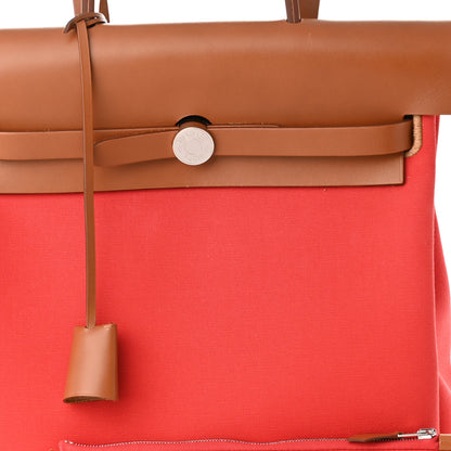 Hermes Military Toile Vache Hunter Herbag a Dos Zip Retourne Backpack Bougainvillea Fauve 10 of 12