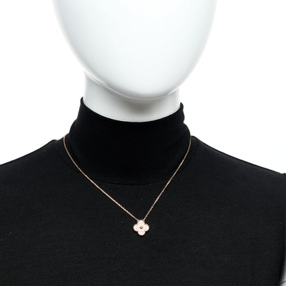 Van Cleef & Arpels 18K Rose Gold Diamond Vintage Alhambra Pendant Necklace 2 of 6