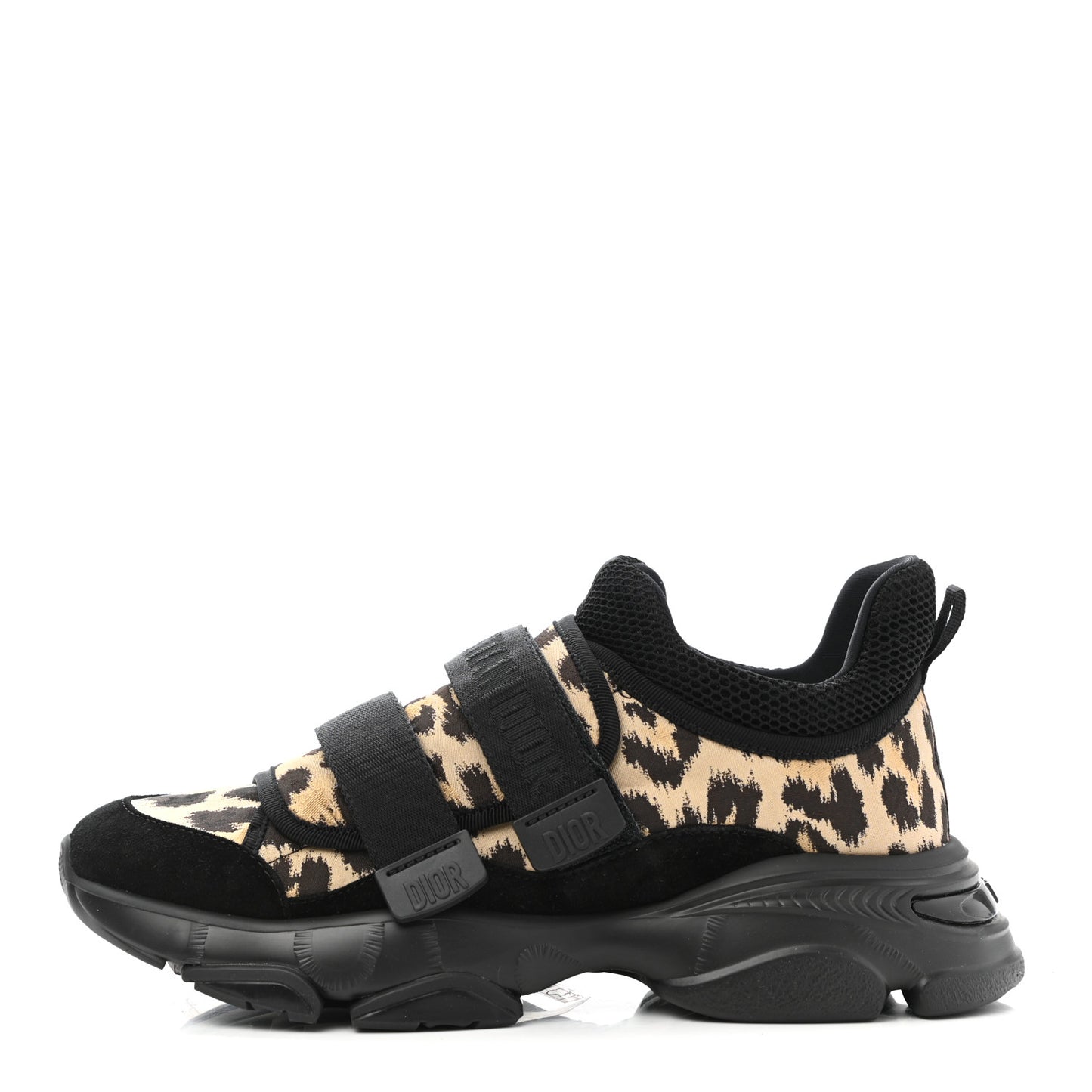 Technical Fabric Nylon Leopard Print Womens D-Wander Sneakers 38 Black