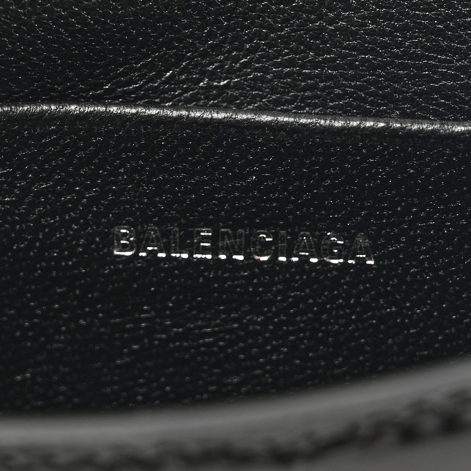 Balenciaga Shiny Calfskin Monochrome Crocodile Embossed Hourglass Top Handle Bag Mini with Chain Black 6 of 11