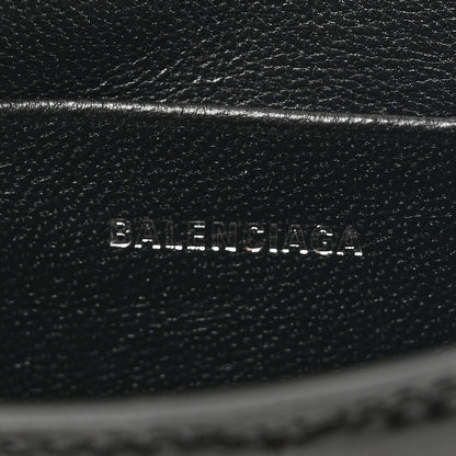 Balenciaga Shiny Calfskin Monochrome Crocodile Embossed Hourglass Top Handle Bag Mini with Chain Black 6 of 11