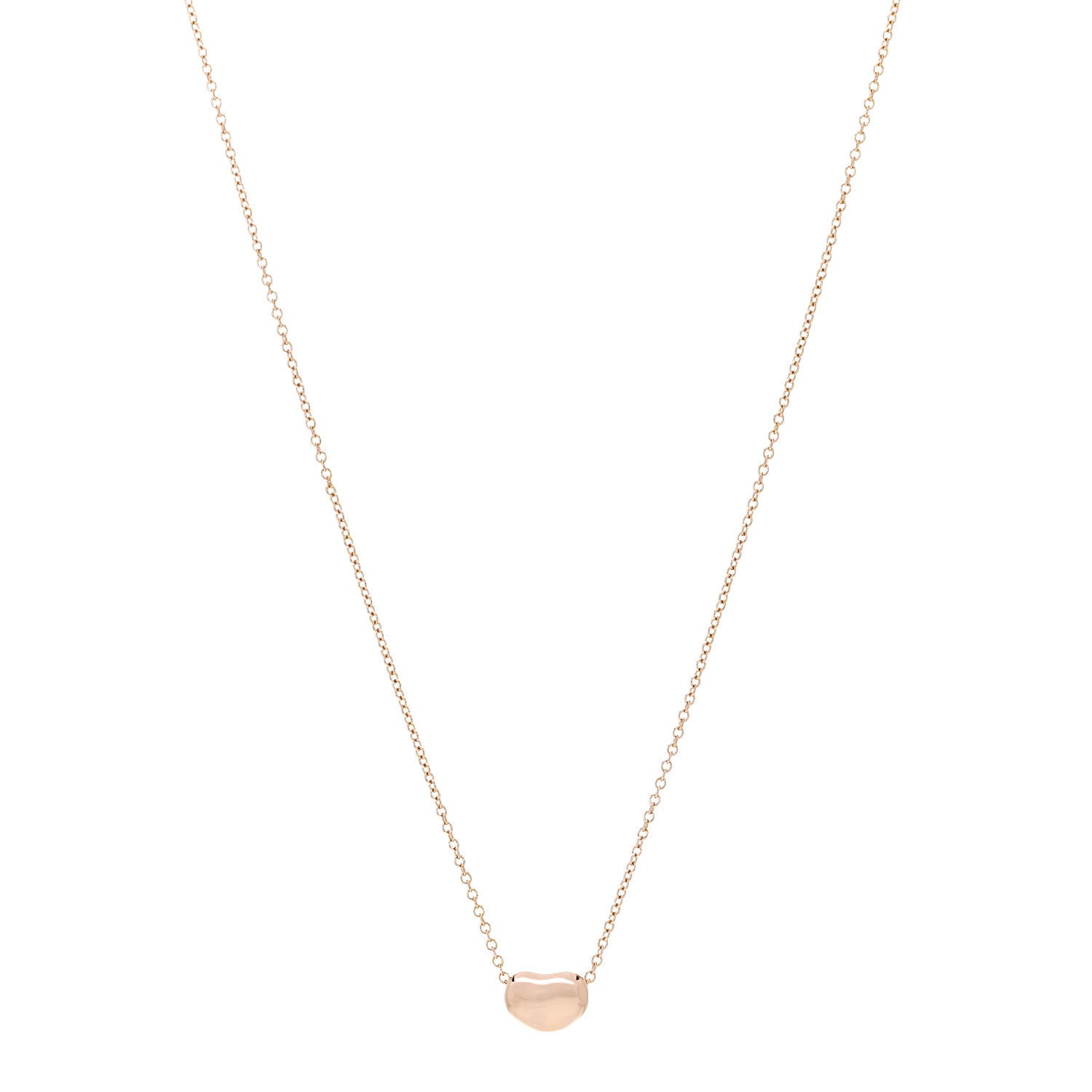 Tiffany 18K Rose Gold 6.5mm Elsa Peretti Bean Pendant Necklace 1 of 6