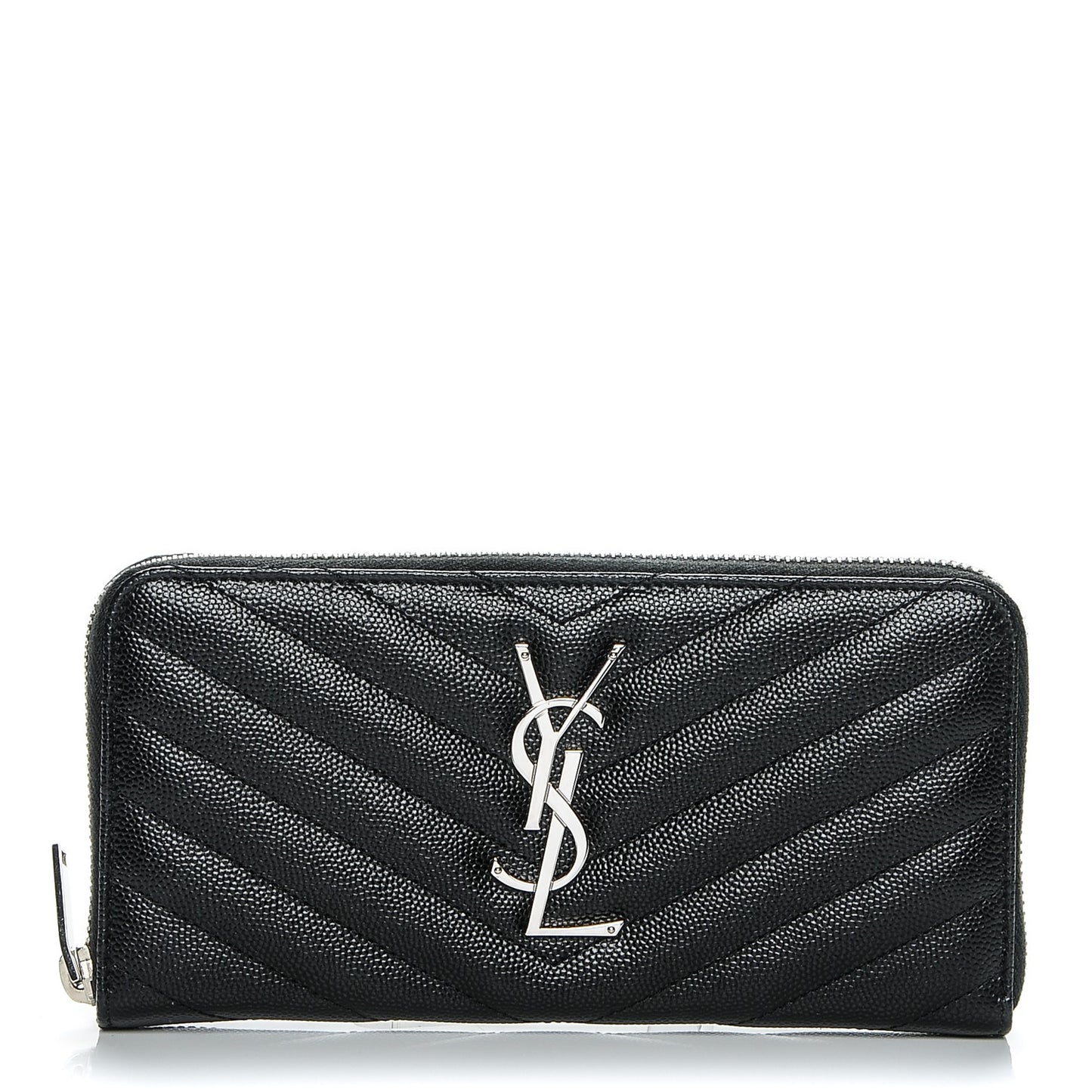 Grain De Poudre Matelasse Chevron Monogram Zip Around Wallet Black