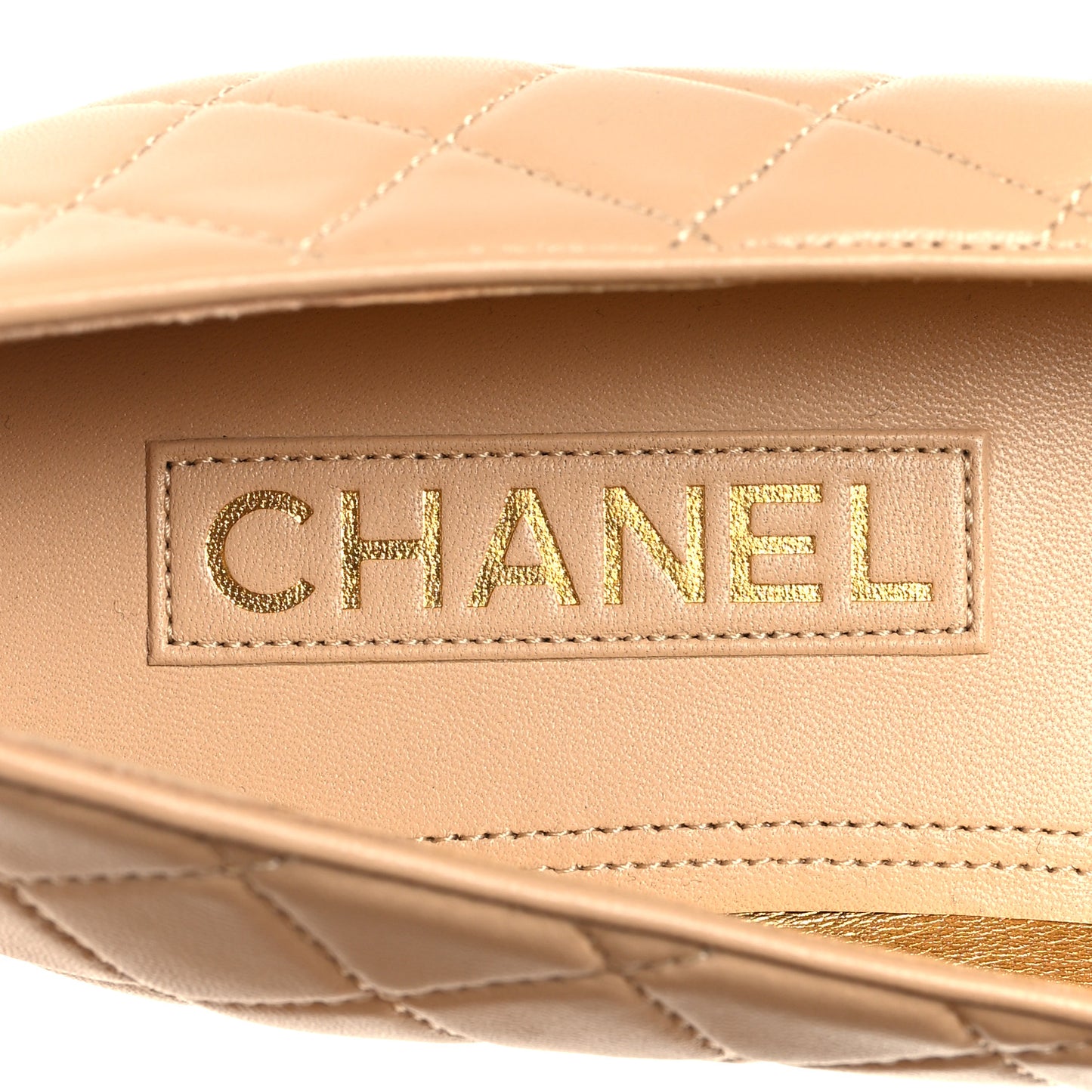 Lambskin Quilted CC Ballerina Flats 40 Light Beige