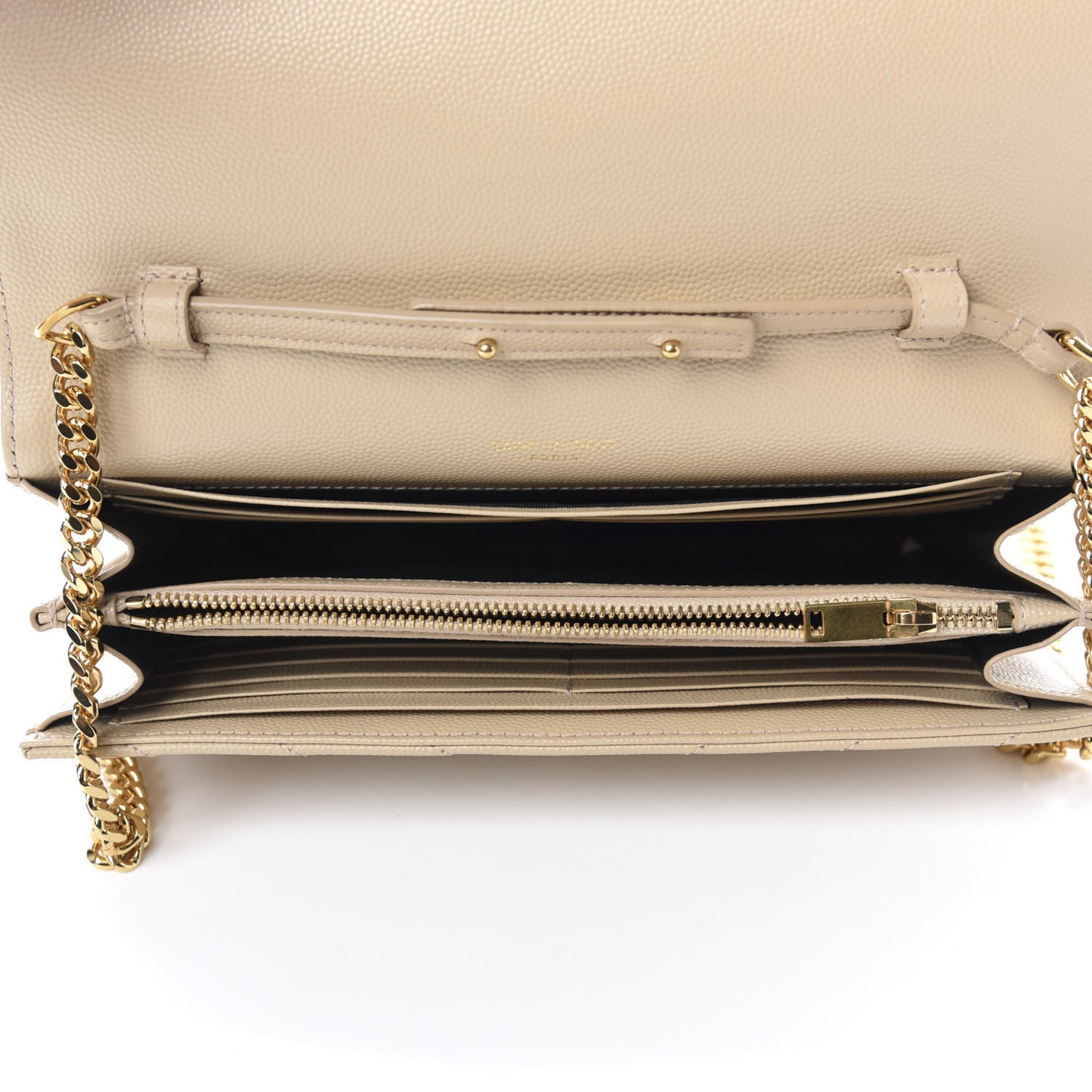 Grain De Poudre Matelasse Chevron Monogram Chain Wallet Sea Salt