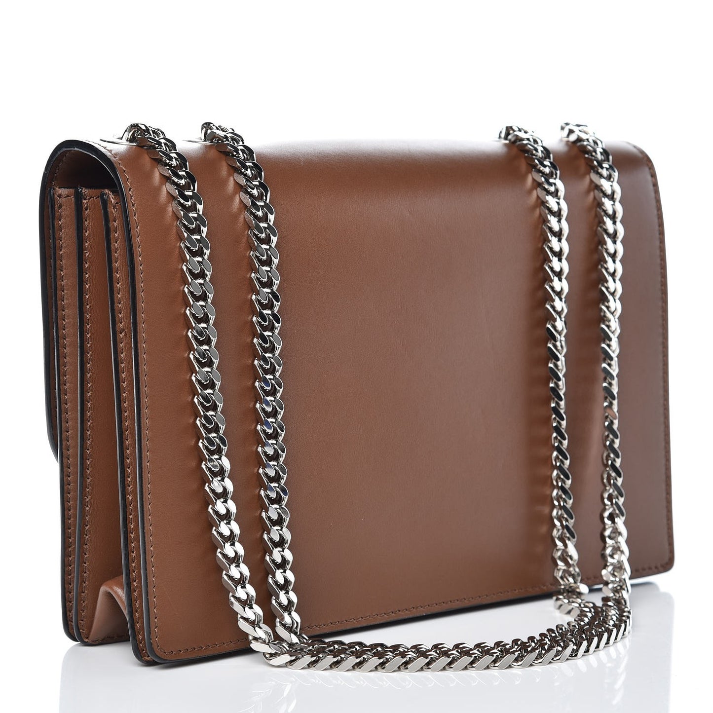 Calfskin Flap Shoulder Bag Brown