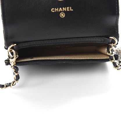 Chanel Velvet Quilted Pearl Crush Clutch With Chain Black 5 of 12