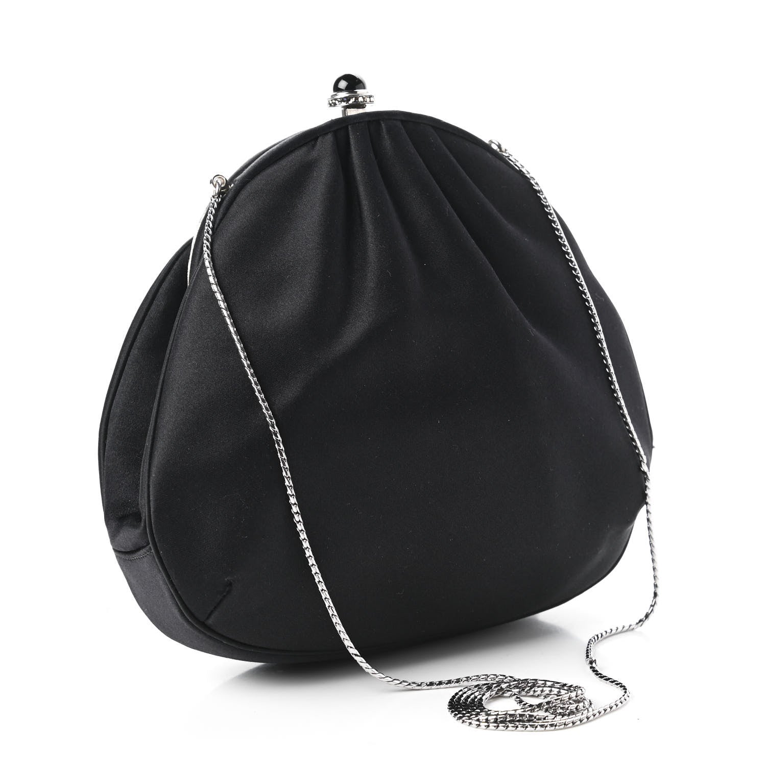 Judith Leiber Satin Crystal Pleated Evening Bag Black 3 of 11