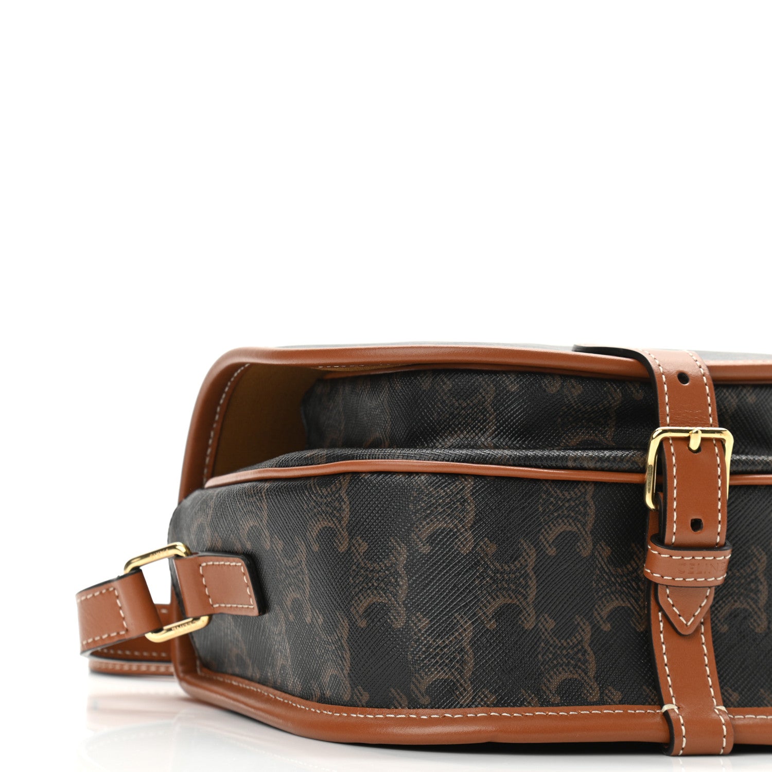 Celine Triomphe Canvas Medium Folco Bag Tan 7 of 9