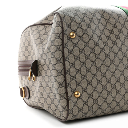 Gucci GG Supreme Monogram Textured Dollar Calfskin Web Large Savoy Duffle Bag Beige Ebony New Acero 8 of 15