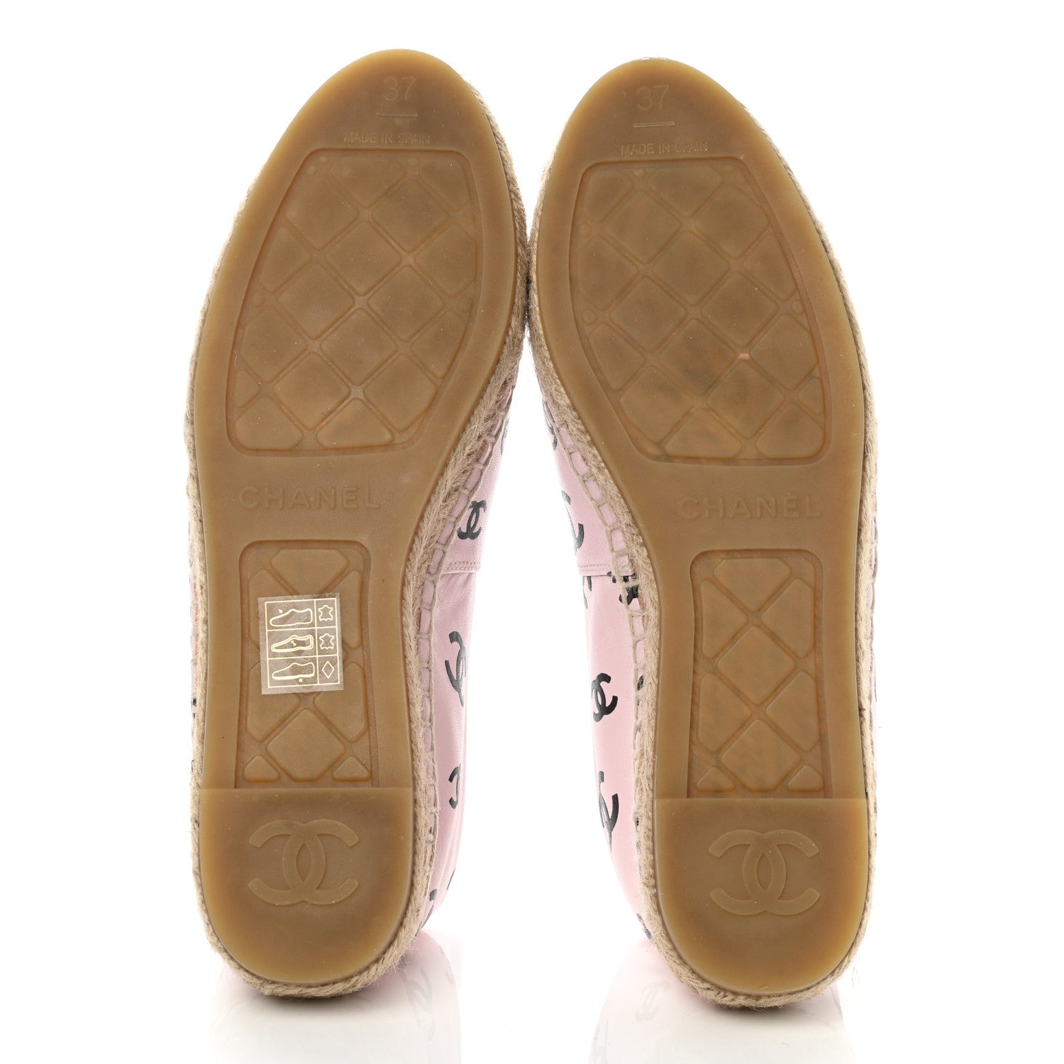 Chanel Lambskin Printed CC Espadrilles 37 Light Pink Black 5 of 11