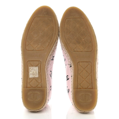 Chanel Lambskin Printed CC Espadrilles 37 Light Pink Black 5 of 11