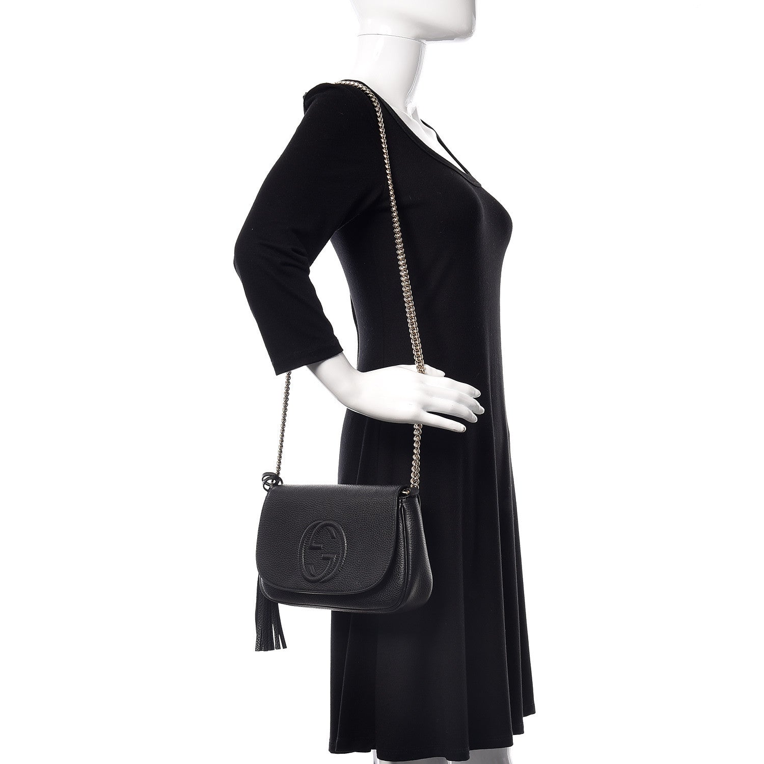 Gucci Pebbled Calfskin Medium Soho Flap Crossbody Black 2 of 10