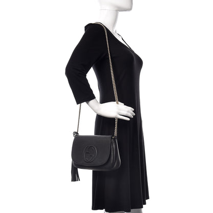 Gucci Pebbled Calfskin Medium Soho Flap Crossbody Black 2 of 10