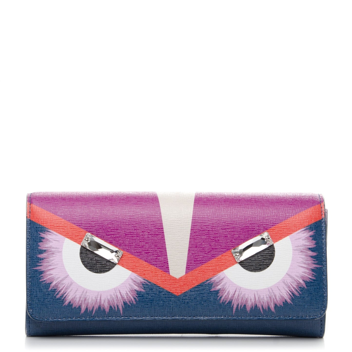 Vitello Elite Crystal Eye Monster Continental Wallet Cobalt Lavender Pink