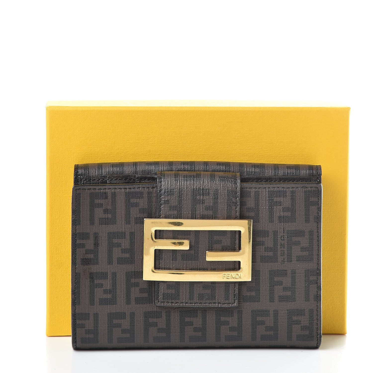 Fendi Zucchino Spalmati Compact Wallet Brown 10 of 10