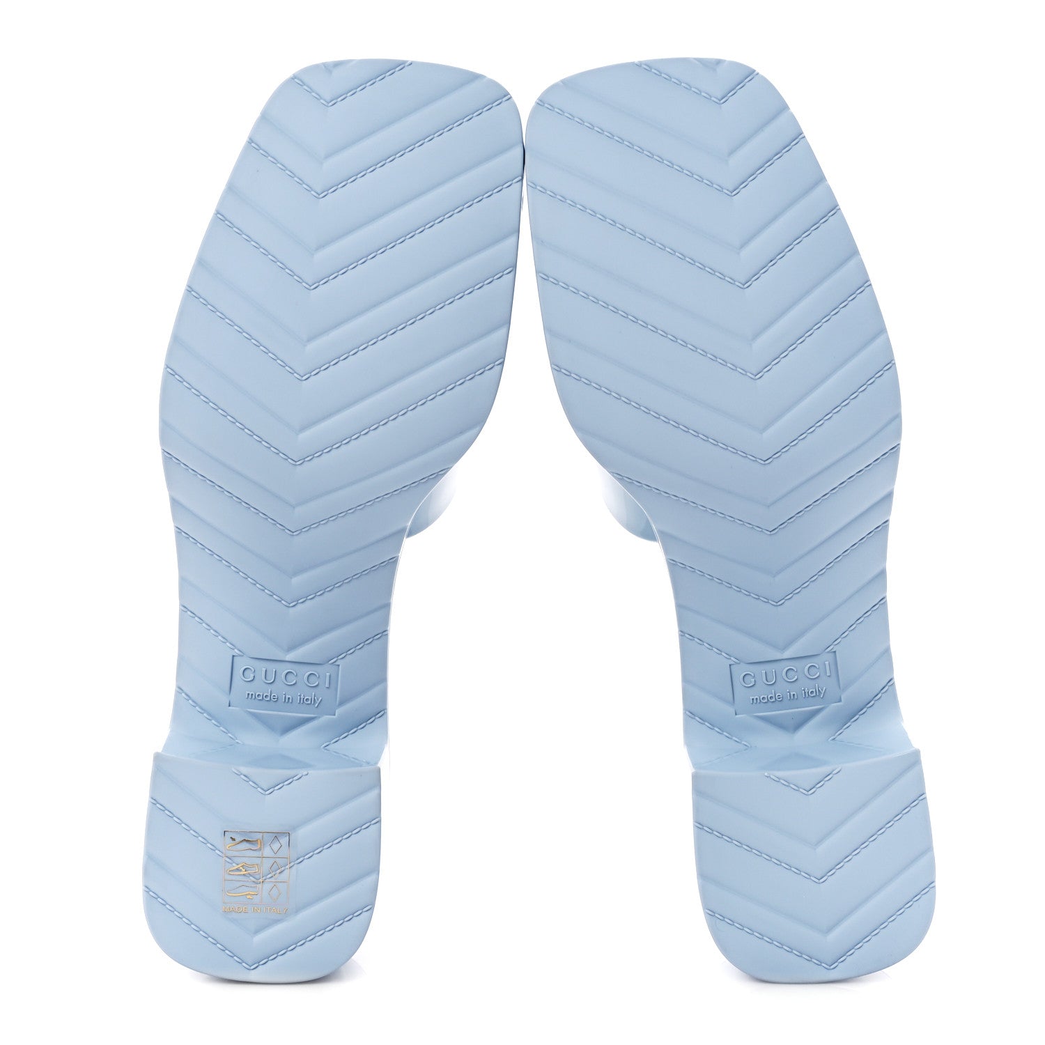 Gucci Rubber Gucci Logo Womens Platform 20/60mm Slide Sandals 37 Porcelain Light Blue 5 of 9