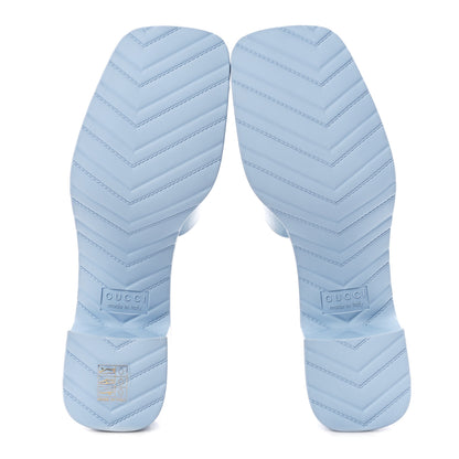 Gucci Rubber Gucci Logo Womens Platform 20/60mm Slide Sandals 37 Porcelain Light Blue 5 of 9