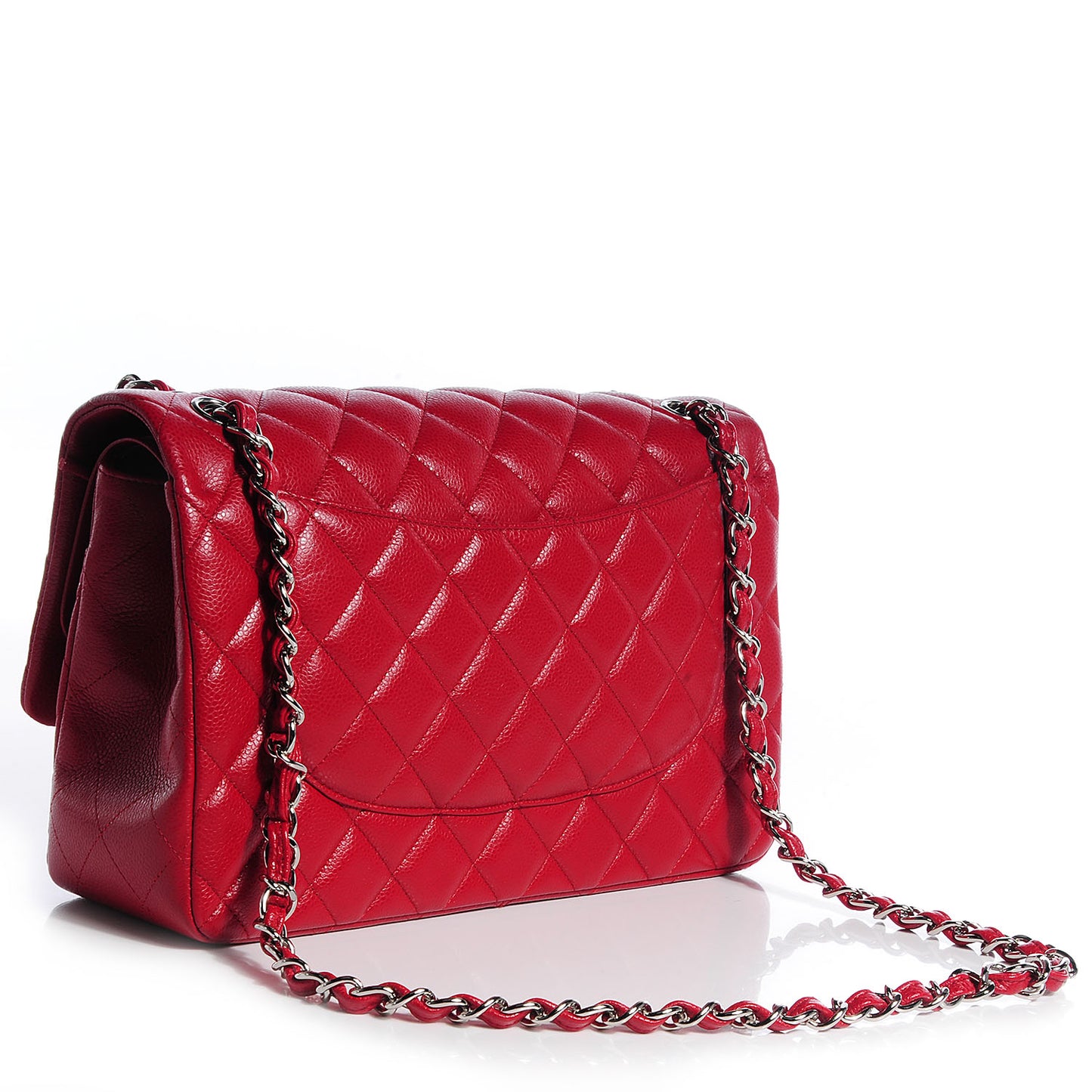 Caviar Jumbo Double Flap Dark Red