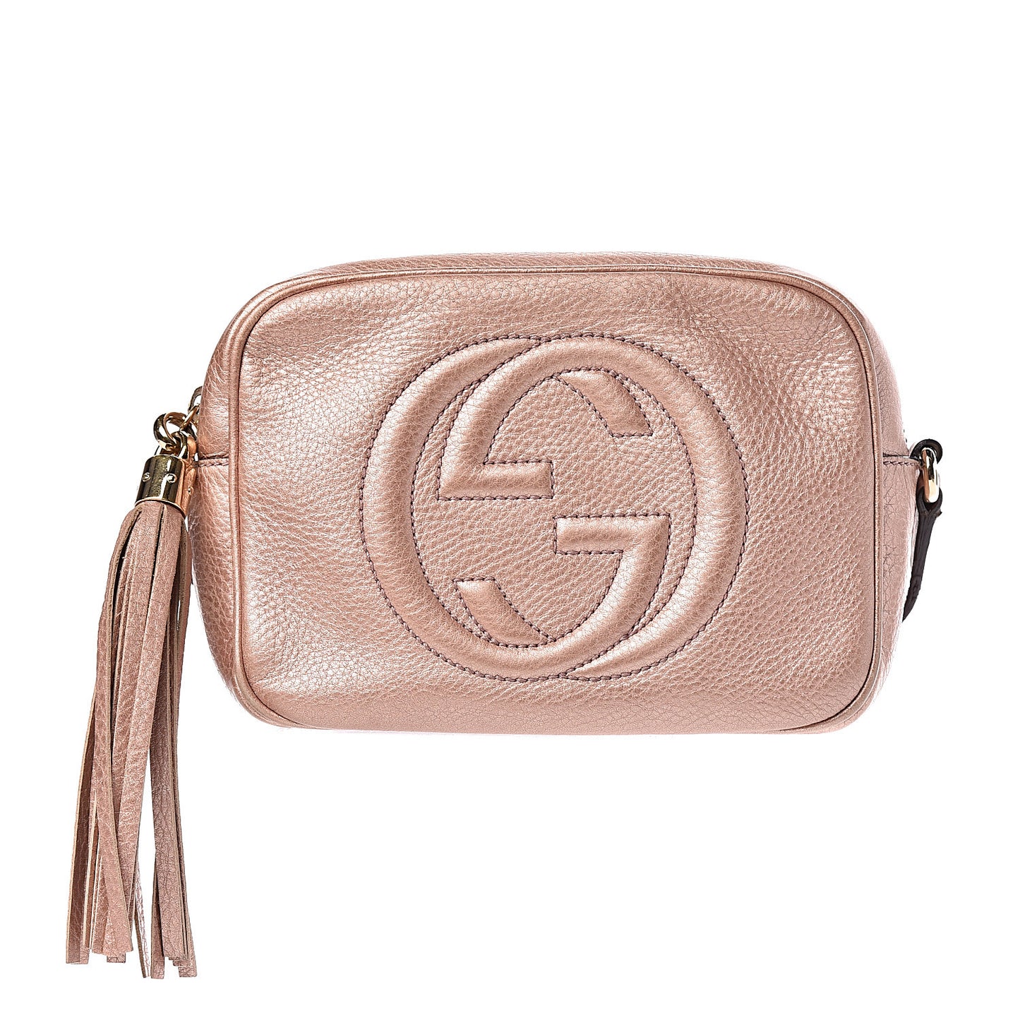 Metallic Pebbled Calfskin Small Soho Disco Bag Pink