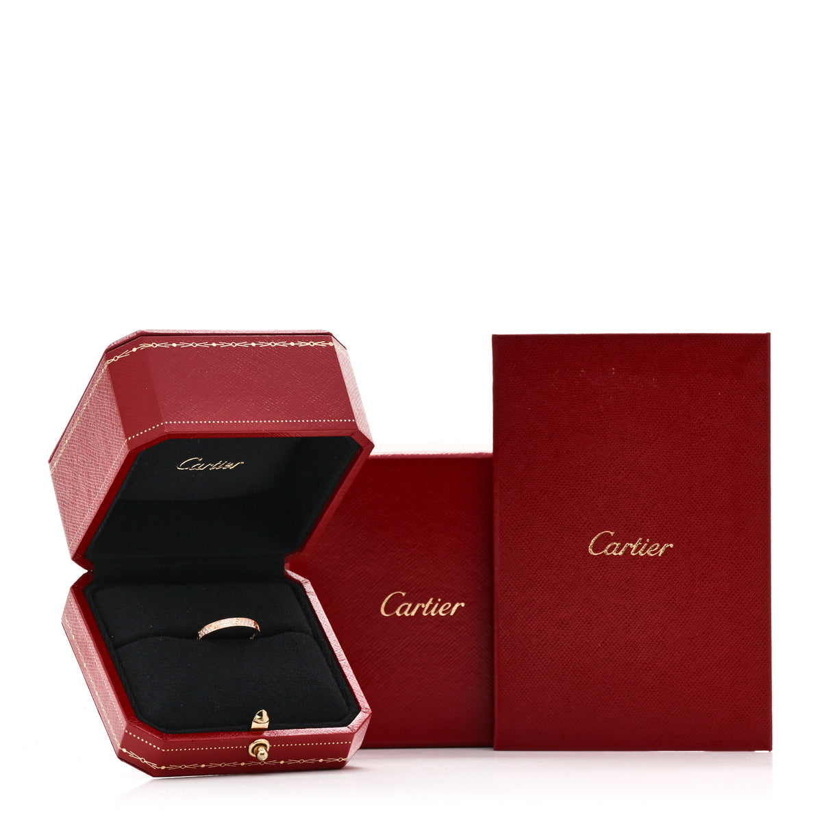 18K Pink Gold Diamond 2.6mm LOVE Wedding Paved Band Ring 50 5.25