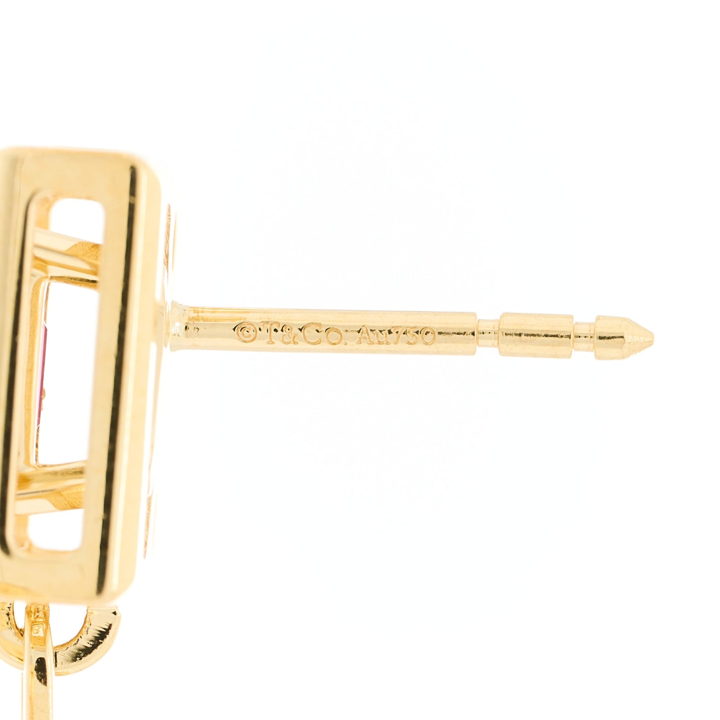 18K Yellow Gold Pink Tourmaline Jewel Box Drop Earrings