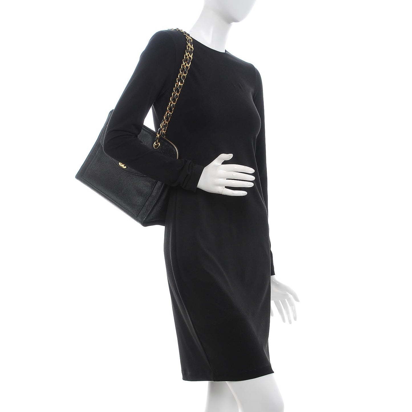 Caviar Flap Shoulder Bag Black